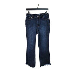Nine West Kick Flare Jeans Distressed Hem Dark Wash Womens 8